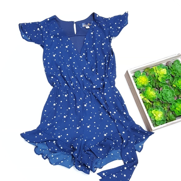 Francesca's Collections Pants - Francesca's Blue Rain Star Romper